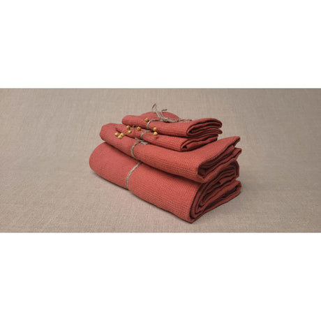 Pure Washed Linen Towels, Fig Red