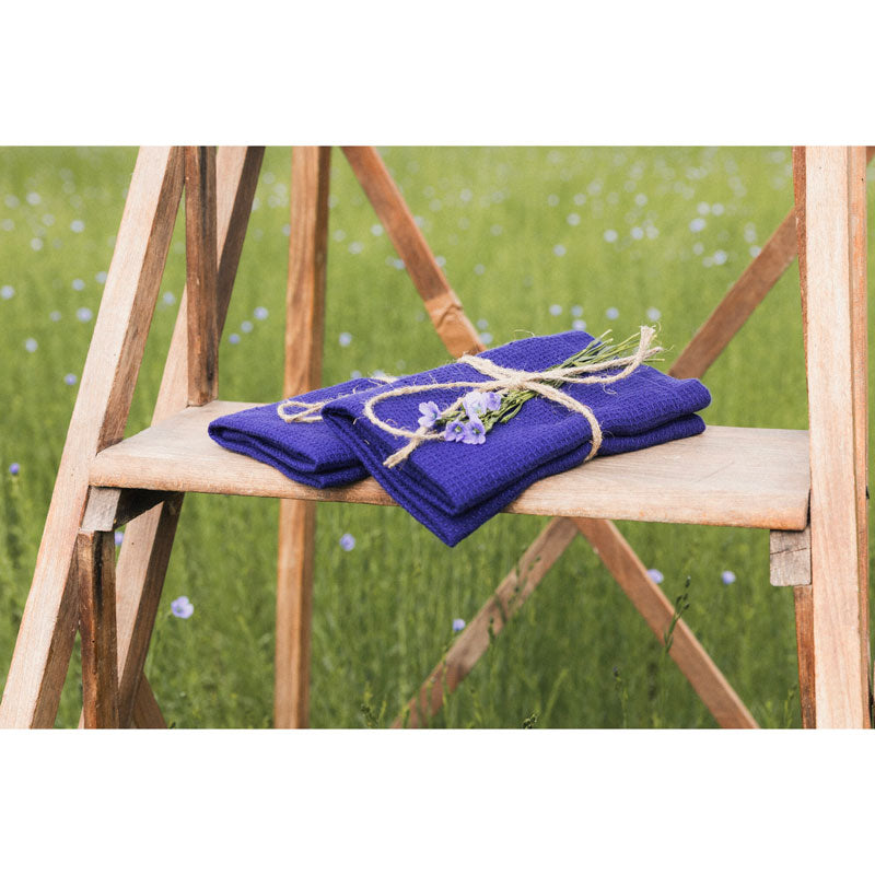 Pure Washed Linen Towels, Indigo