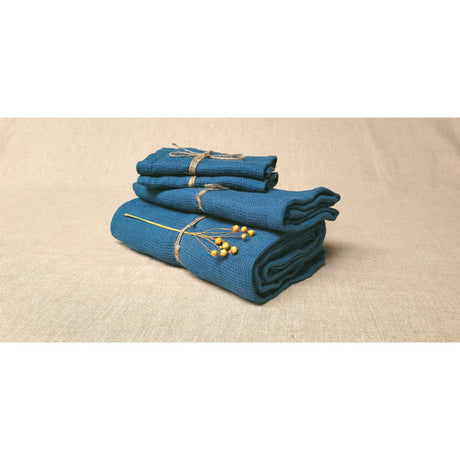 Pure Washed Linen Towels, Prussian Blue