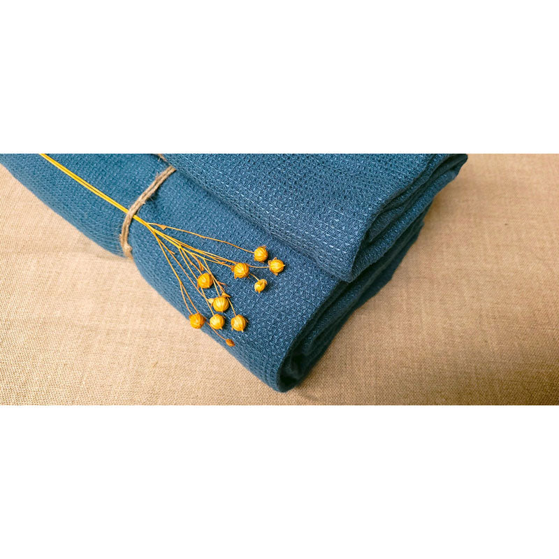 Pure Washed Linen Towels, Prussian Blue