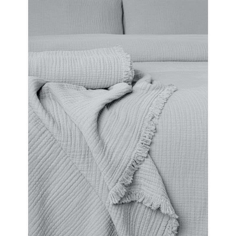 Cotton Gauze Throw Blanket, Pearl Grey - Zouf.biz