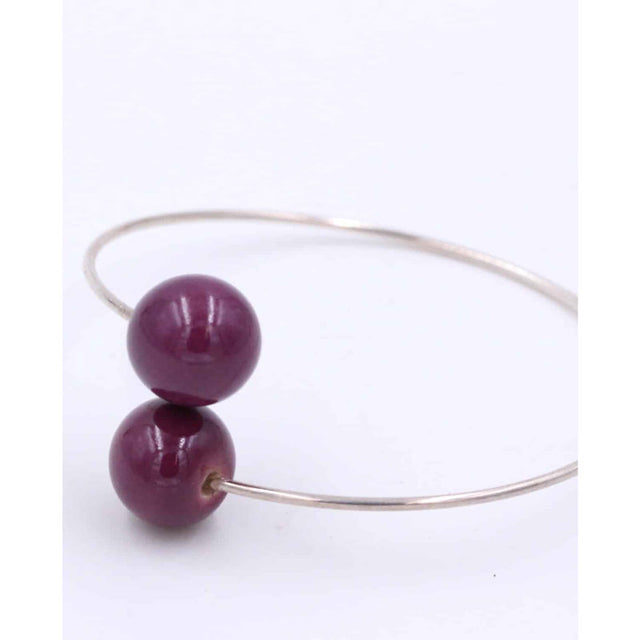 Perles Duo Ceramic Bracelet, Plum
