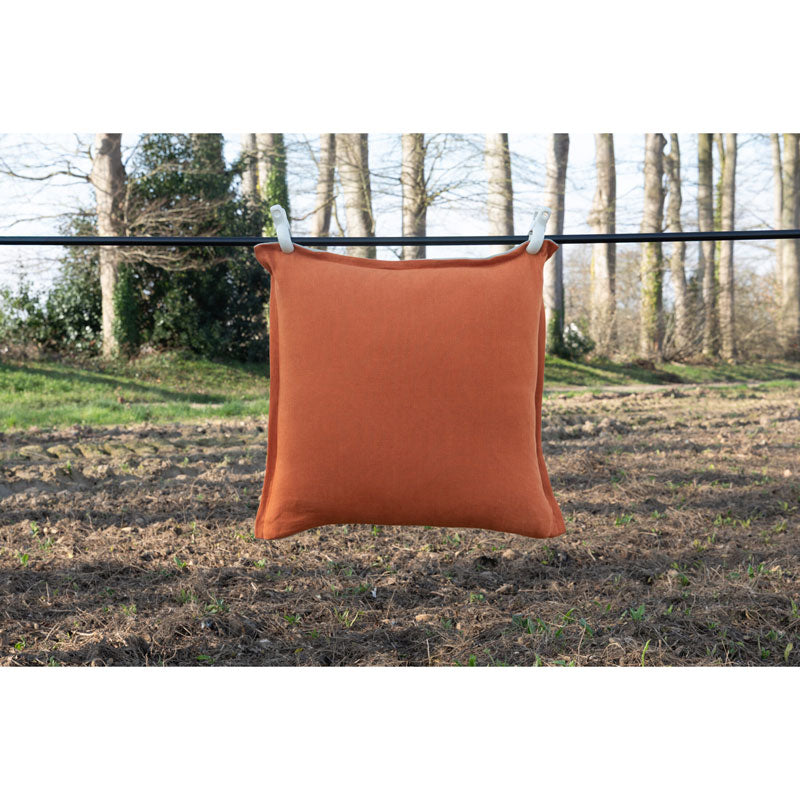 Pure Washed Linen Cushion Cover, Two-Tone Brick Red