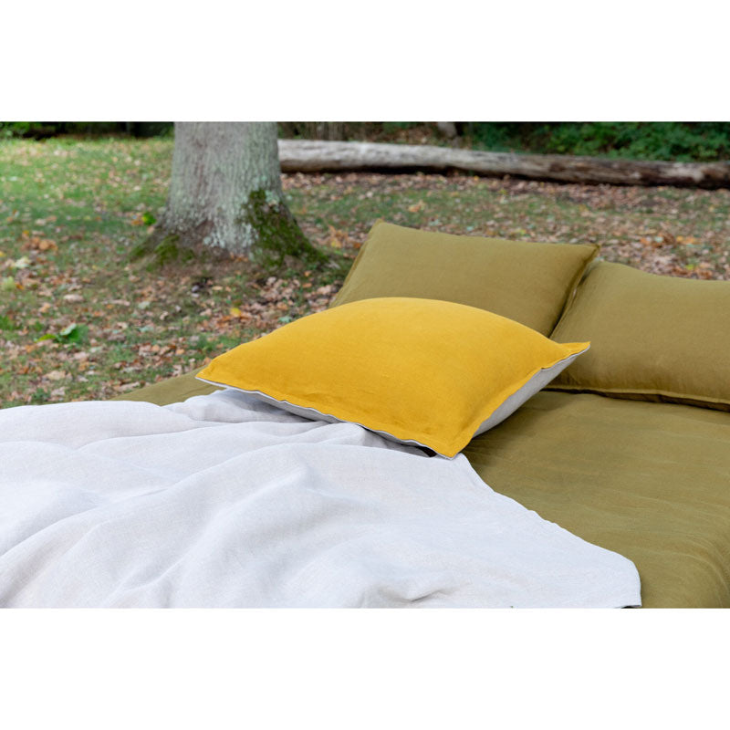Pure Washed Linen Cushion Cover, Two-Tone Curry Yellow