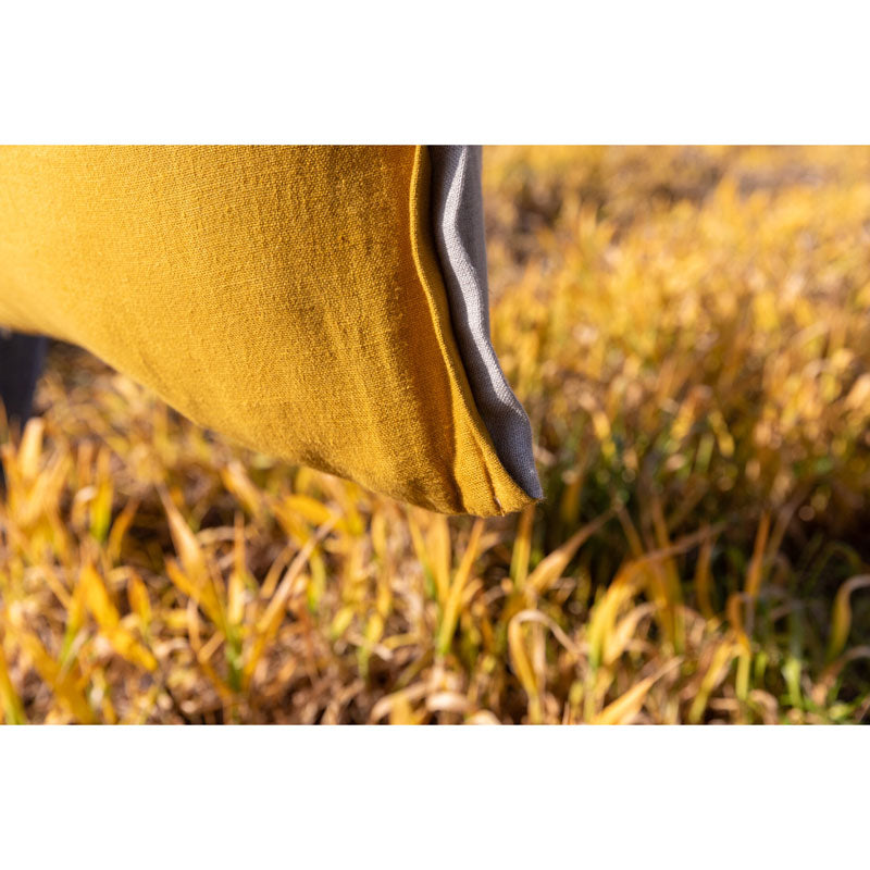 Pure Washed Linen Cushion Cover, Two-Tone Curry Yellow