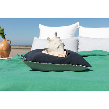 Pure Washed Linen Cushion Cover, Two-Tone Lead Grey