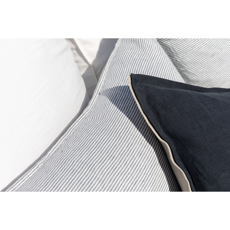 Pure Washed Linen Cushion Cover, Two-Tone Lead Grey