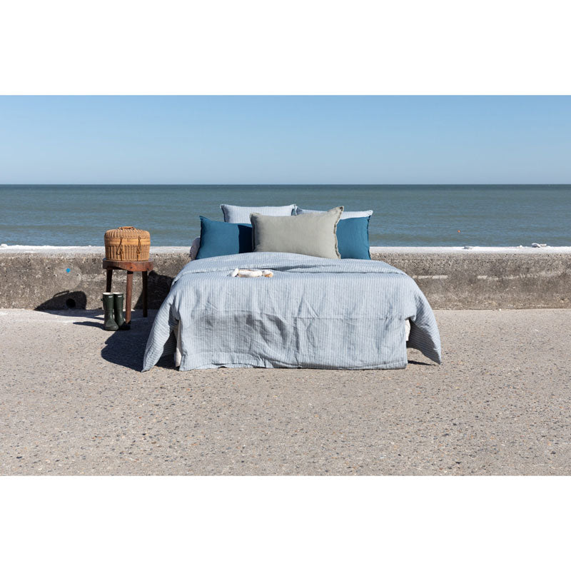 Pure Washed Linen Cushion Cover, Two-Tone Lichen Green