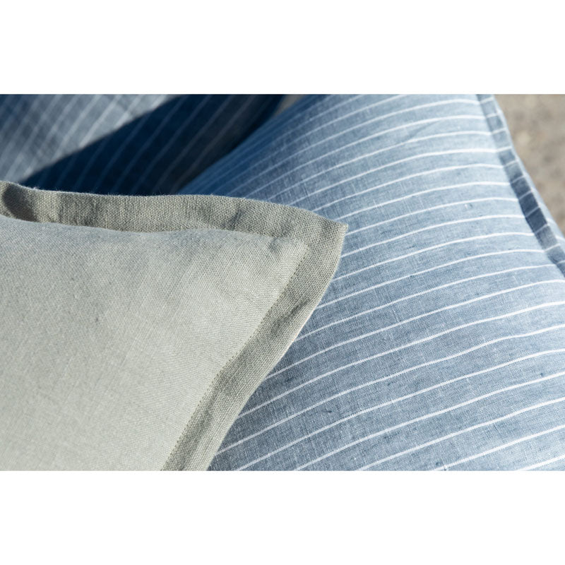 Pure Washed Linen Cushion Cover, Two-Tone Lichen Green