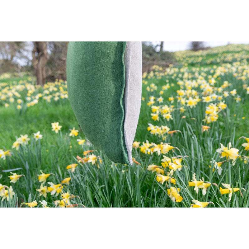 Pure Washed Linen Cushion Cover, Two-Tone Moss Green