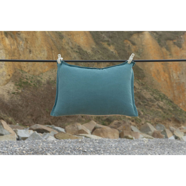 Pure Washed Linen Cushion Cover, Two-Tone Peacock Green