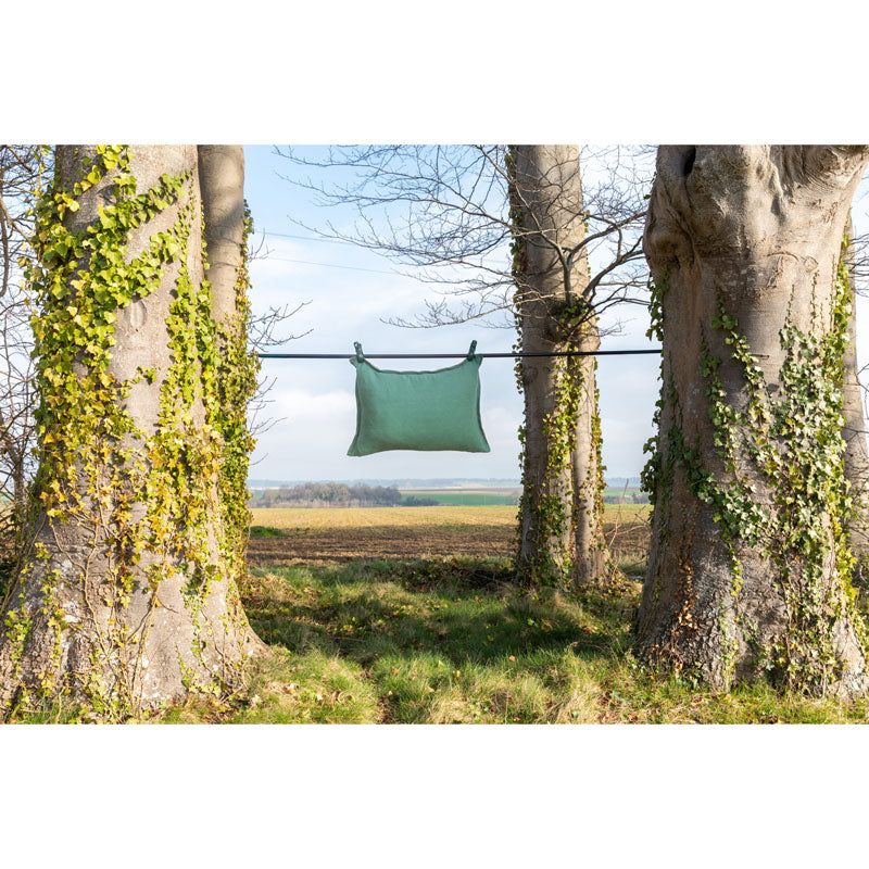 Pure Washed Linen Cushion Cover, Two-Tone Pine Green