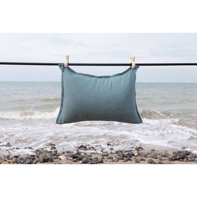 Pure Washed Linen Cushion Cover, Two-Tone Turquoise