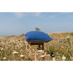 Pure Washed Linen Cushion Cover, Two-Tone Ultramarine Blue