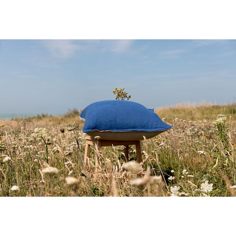 Pure Washed Linen Cushion Cover, Two-Tone Ultramarine Blue