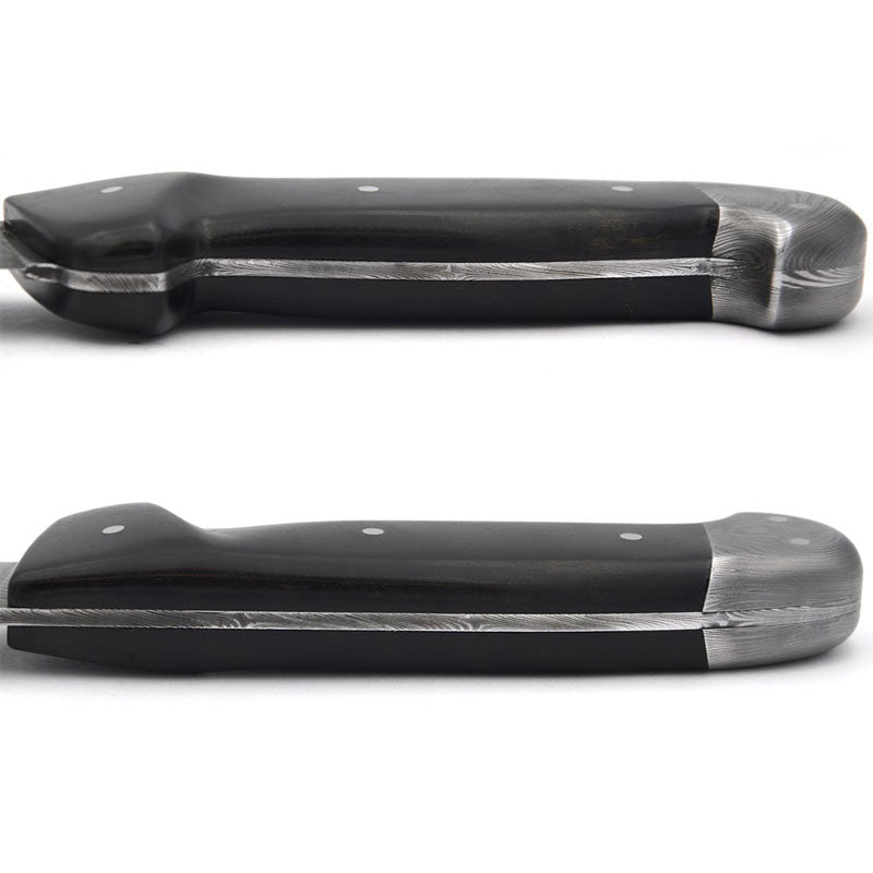 Laguiole Kitchen Knife with Ebony Handle and Star Damascus Steel Blade