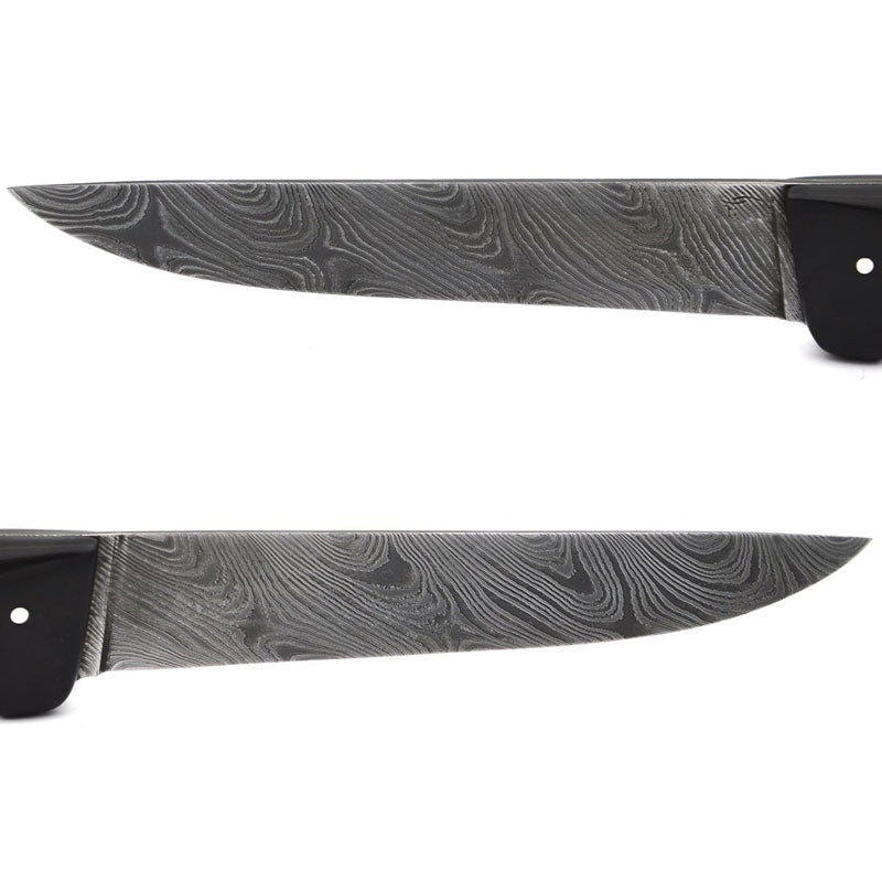 Laguiole Kitchen Knife with Ebony Handle and Star Damascus Steel Blade