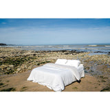 Pure Washed Linen Duvet Cover, Bicolour Chalk