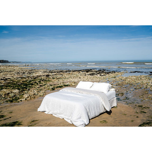 Pure Washed Linen Duvet Cover, Bicolour Chalk
