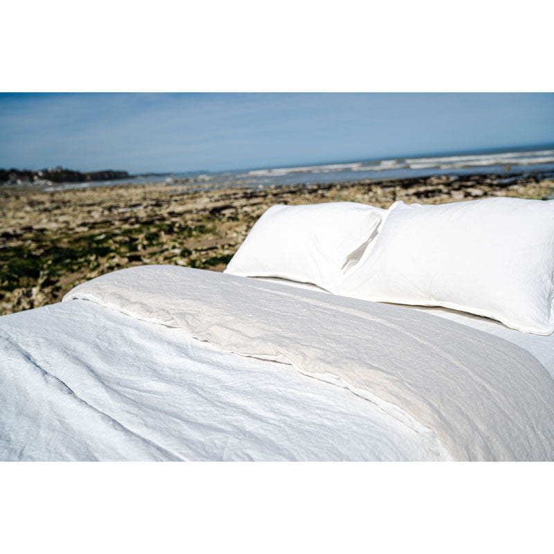 Pure Washed Linen Duvet Cover, Two-Tone Chalk