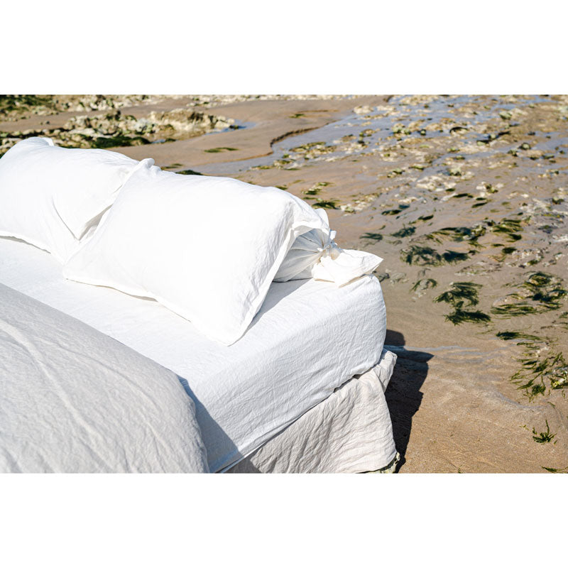 Pure Washed Linen Duvet Cover, Two-Tone Chalk