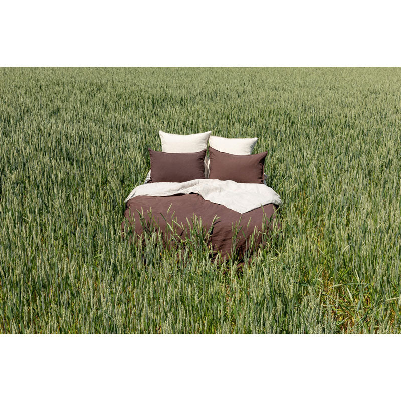 Pure Washed Linen Duvet Cover, Bicolour Chestnut