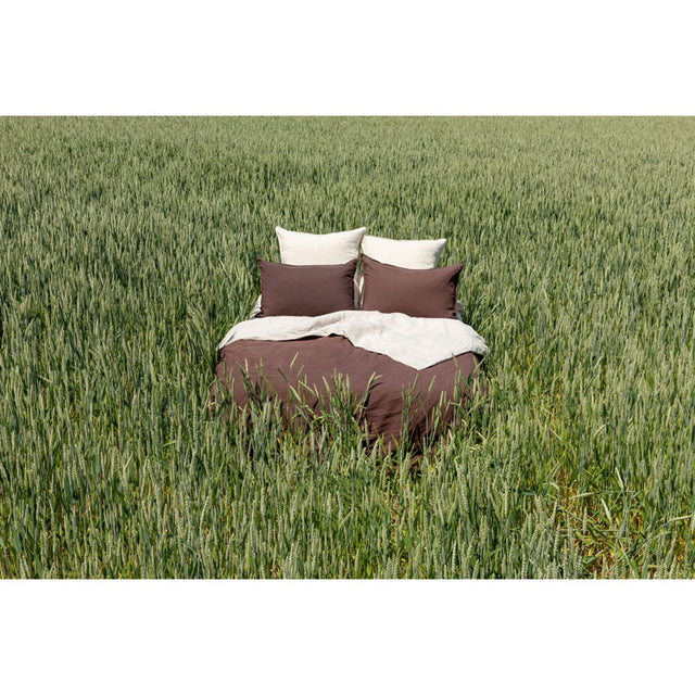 Pure Washed Linen Duvet Cover, Bicolour Chestnut
