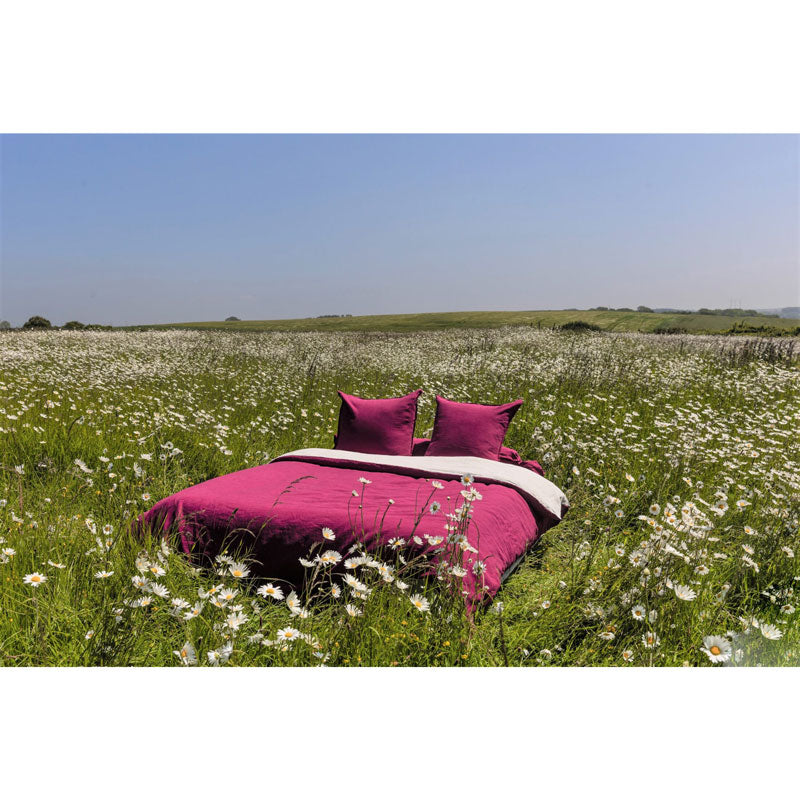 Pure Washed Linen Duvet Cover, Bicolour Heather Rose