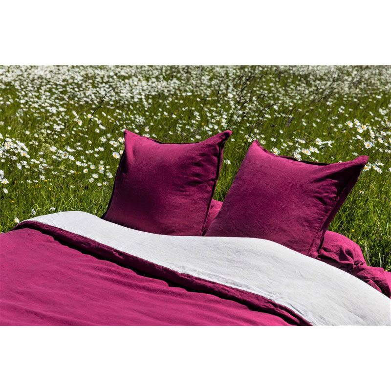 Pure Washed Linen Duvet Cover, Two-Tone Heather Rose