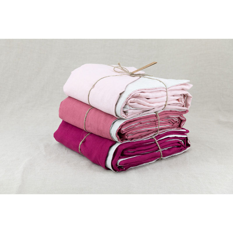 Pure Washed Linen Duvet Cover, Two-Tone Heather Rose