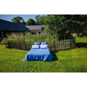 Pure Washed Linen Duvet Cover, Blue Flower