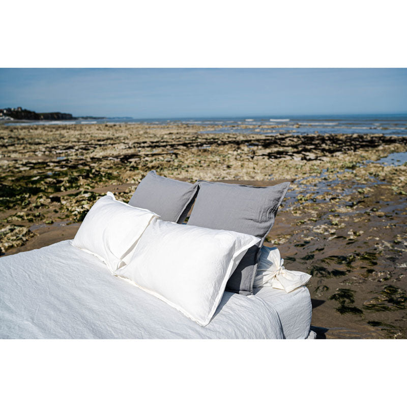 Pure Washed Linen Duvet Cover, Chalk White