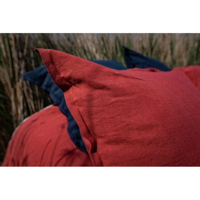 Pure Washed Linen Duvet Cover, Fig Red