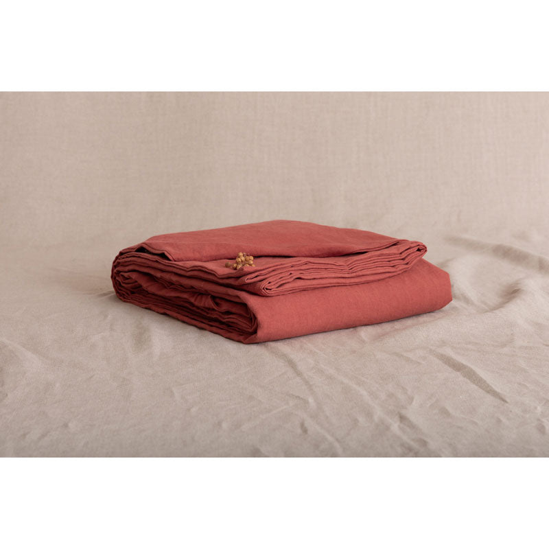 Pure Washed Linen Duvet Cover, Fig Red