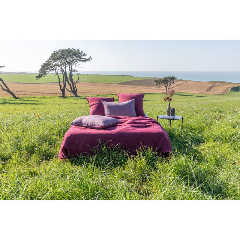 Pure Washed Linen Duvet Cover, Garnet Red