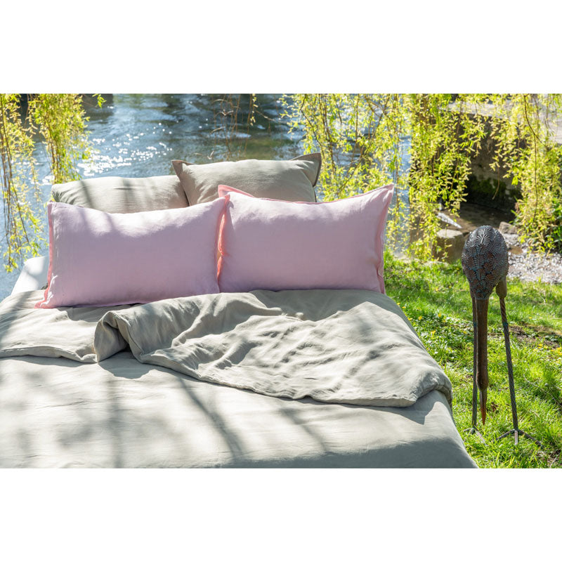 Pure Washed Linen Duvet Cover, Laurel Green