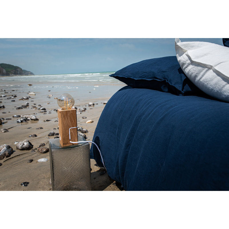 Pure Washed Linen Duvet Cover, Midnight Blue