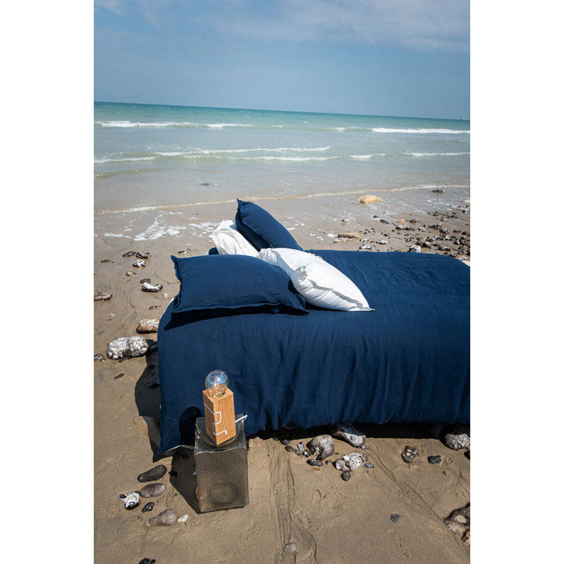 Pure Washed Linen Duvet Cover, Midnight Blue