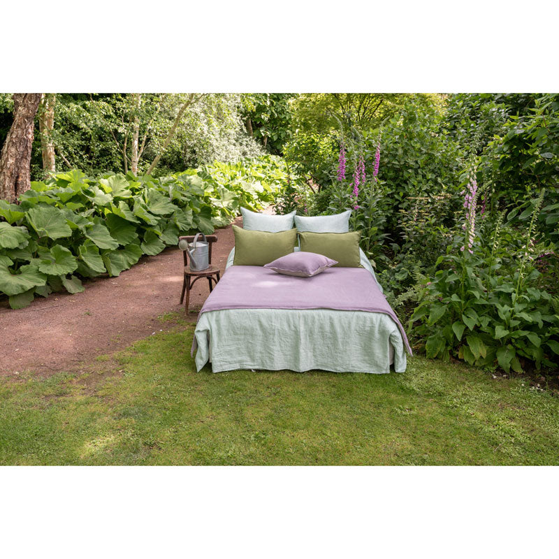 Pure Washed Linen Duvet Cover, Pea Green Stripe