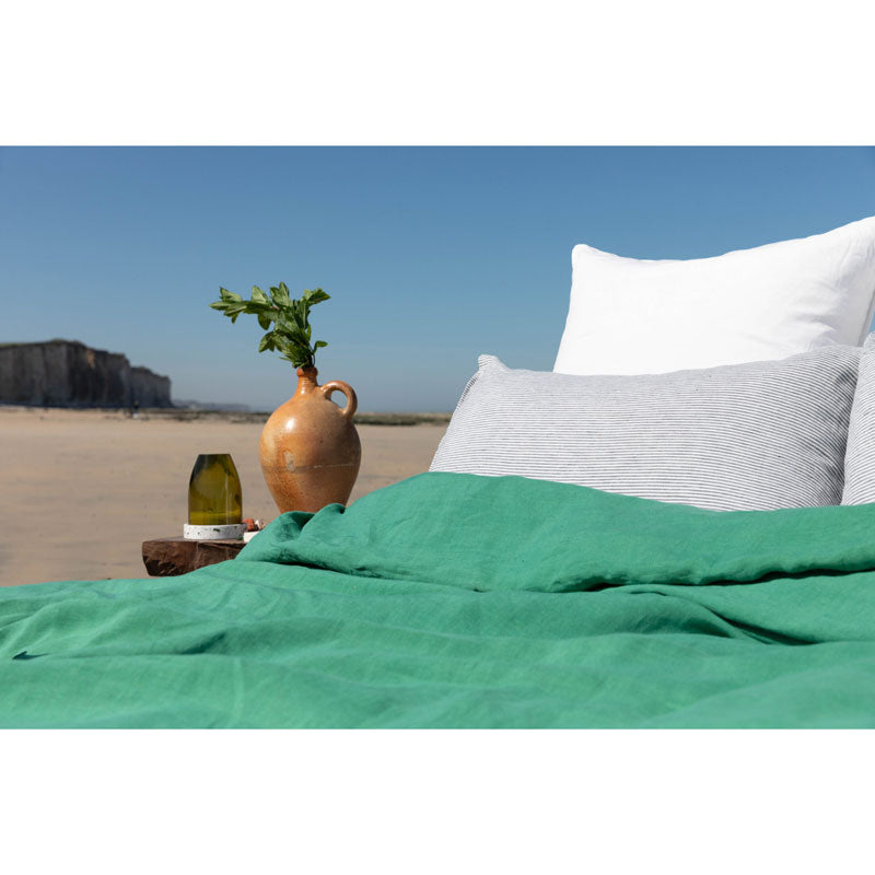 Pure Washed Linen Duvet Cover, Pea Green