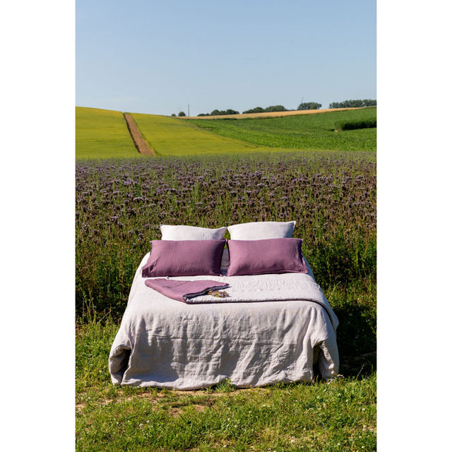 Pure Washed Linen Duvet Cover, Plum Stripe