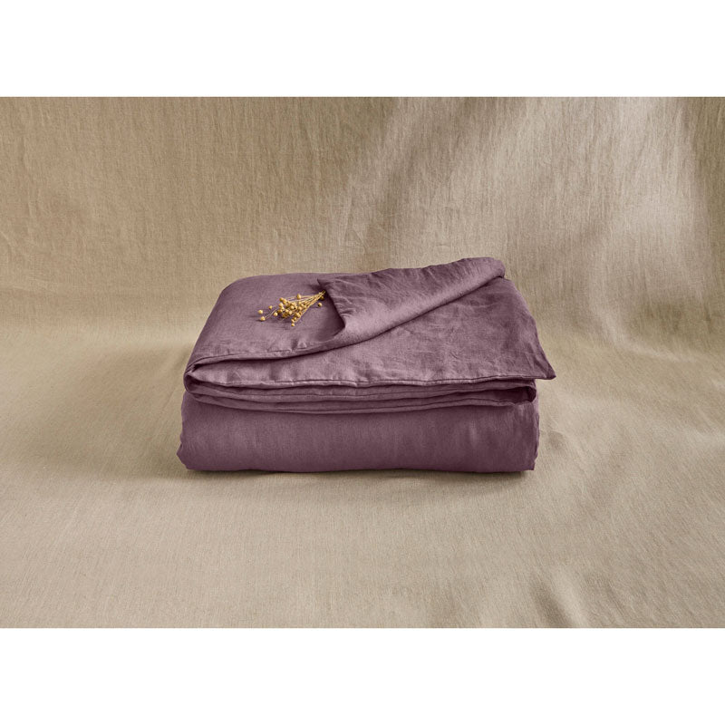 Pure Washed Linen Duvet Cover, Plum