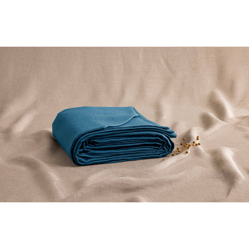 Pure Washed Linen Duvet Cover, Prussian Blue