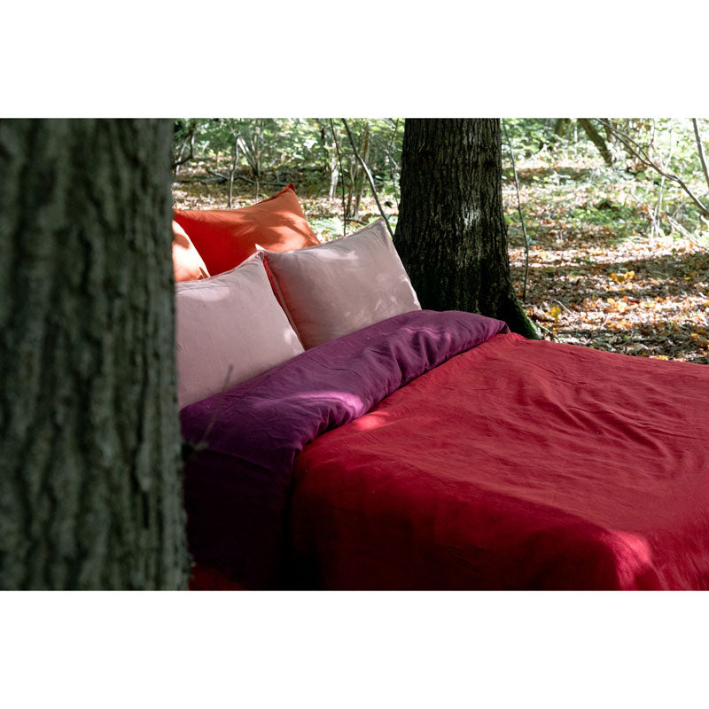 Pure Washed Linen Duvet Cover, Redcurrant
