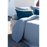 Pure Washed Linen Duvet Cover, Slate Blue Stripe