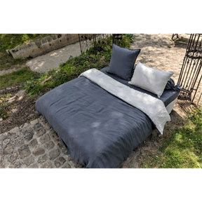 Pure Washed Linen Duvet Cover, Two-Tone Flint Grey