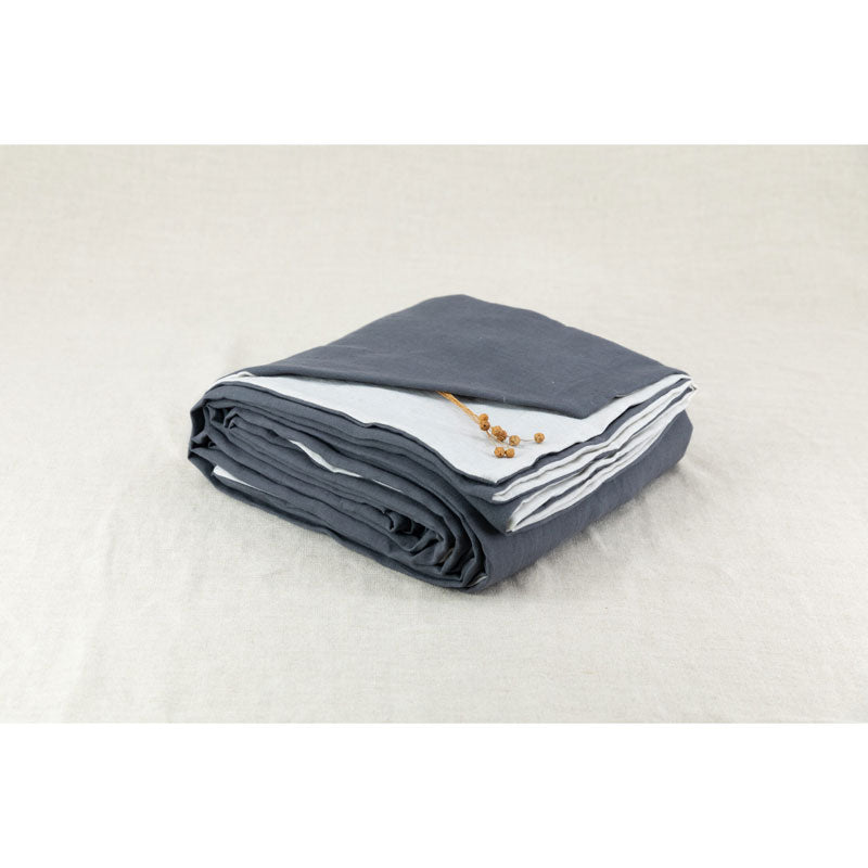 Pure Washed Linen Duvet Cover, Two-Tone Flint Grey