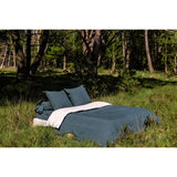 Pure Washed Linen Duvet Cover, Two-Tone Forest Green