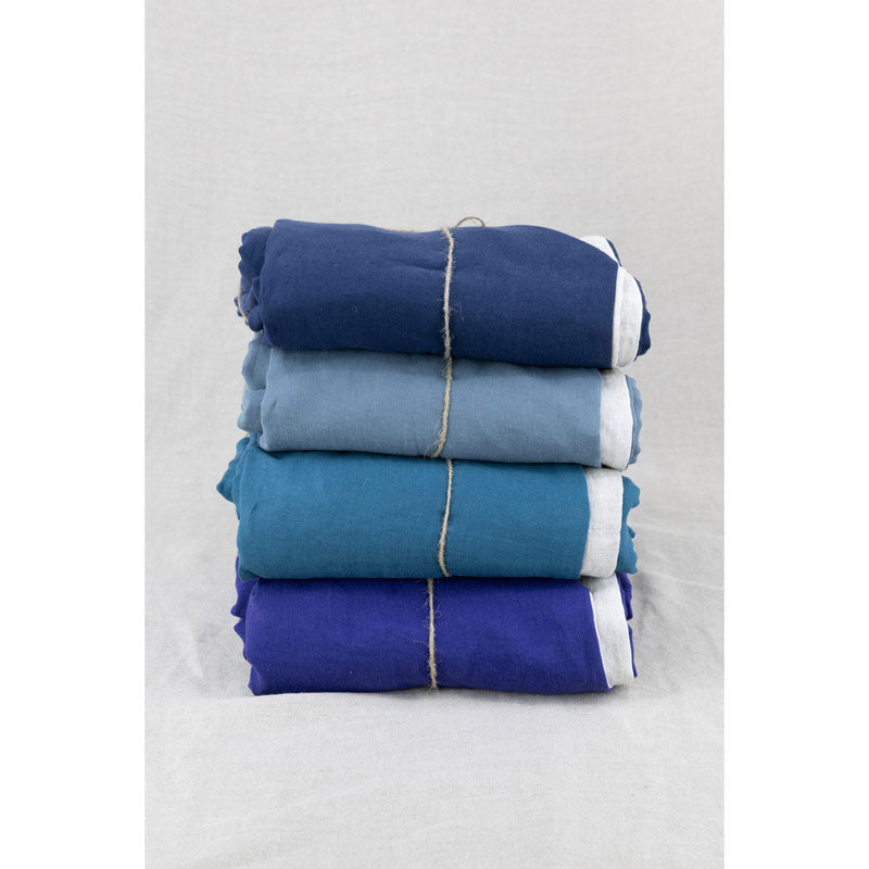 Pure Washed Linen Duvet Cover, Two-Tone Prussian Blue