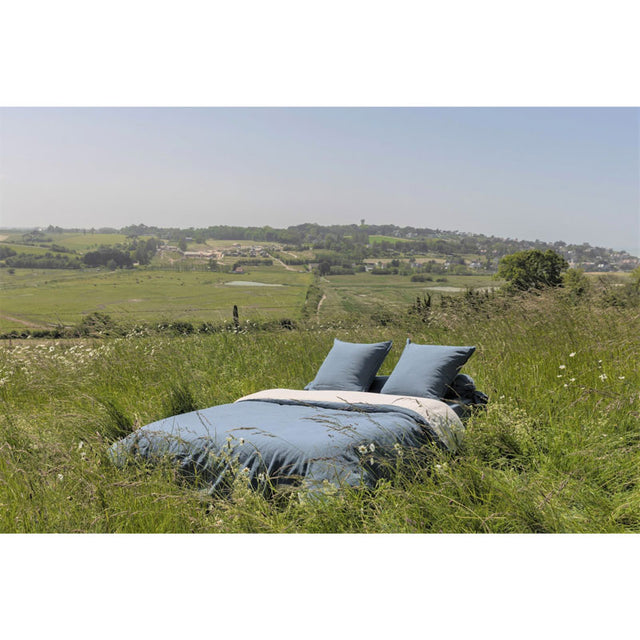 Pure Washed Linen Duvet Cover, Two-Tone Slate Blue